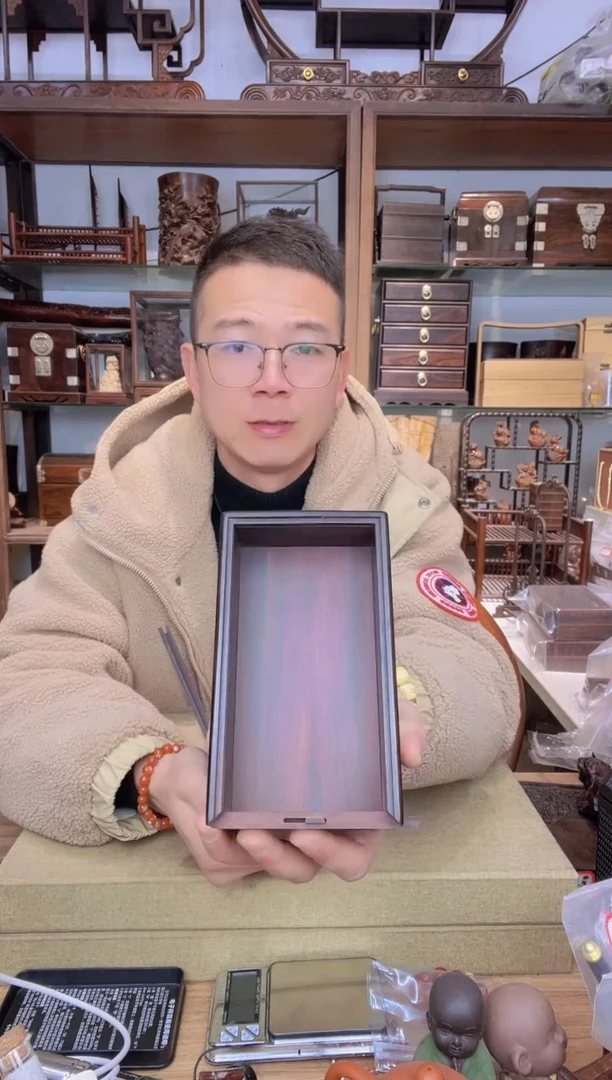 【闪购商品】乌木类书架849大叶紫檀15.5公分双开机关盒瑕疵