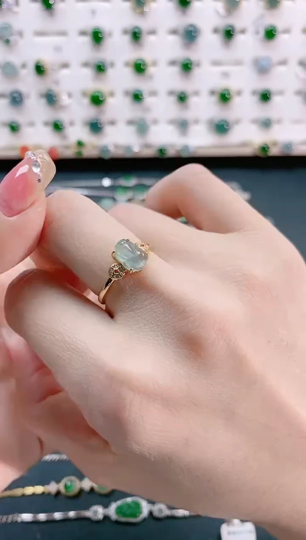 【闪购商品】翡翠戒指银S925镶嵌天然翡翠