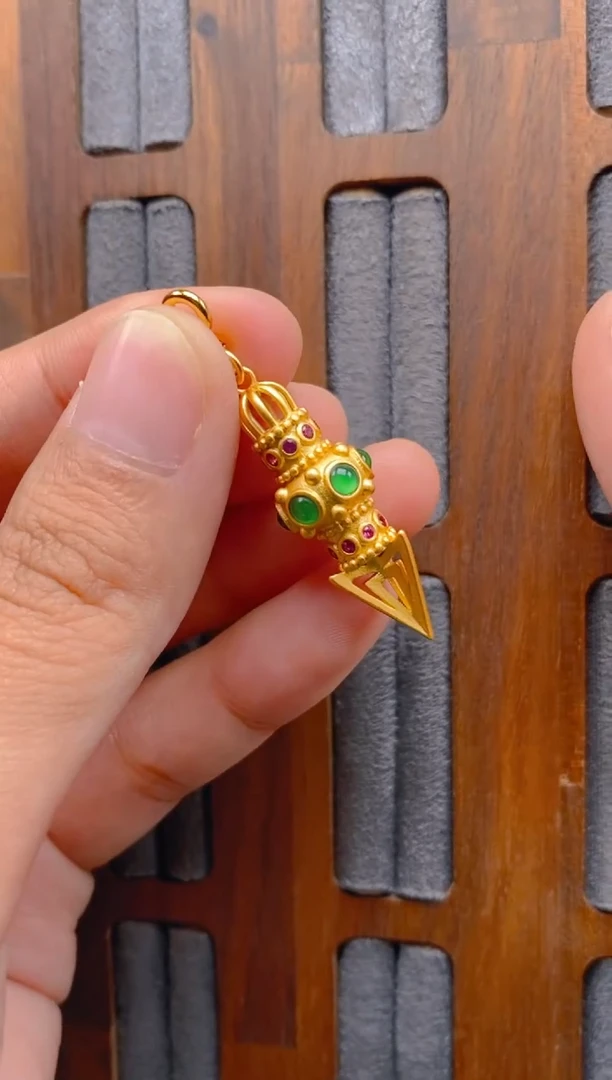 吊坠(不含链)银S925镶嵌翡翠杵