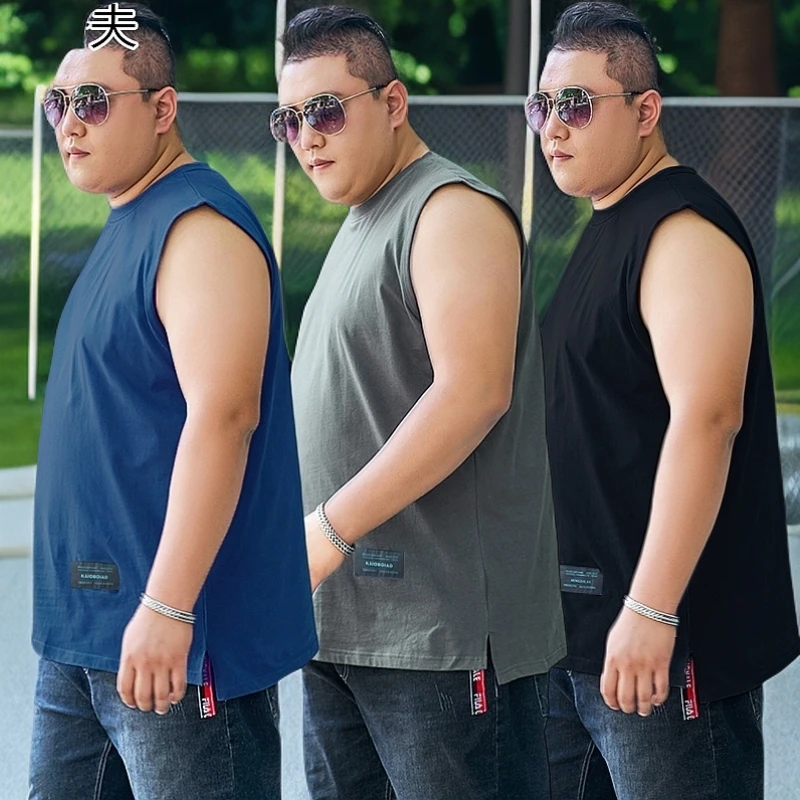 200-300斤背心特大号宽松潮大码男装加大胖子夏季坎肩无袖t恤加肥