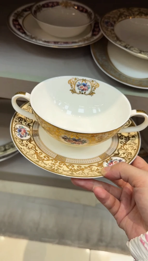 瓷片双耳碗+底碟 福利款