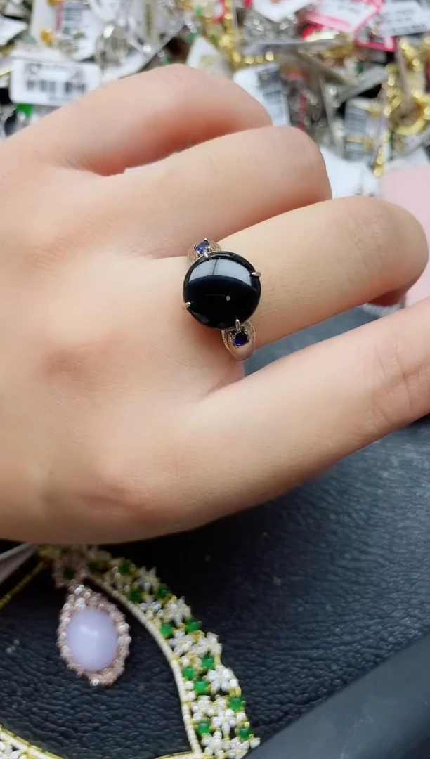 银S925镶嵌戒指翡翠1