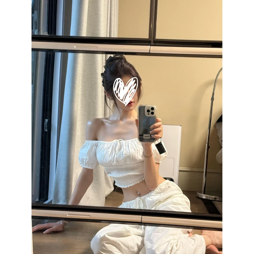 【秋日开场】2025早秋新款纯欲一字肩氛围感显瘦上衣女配休闲裤子