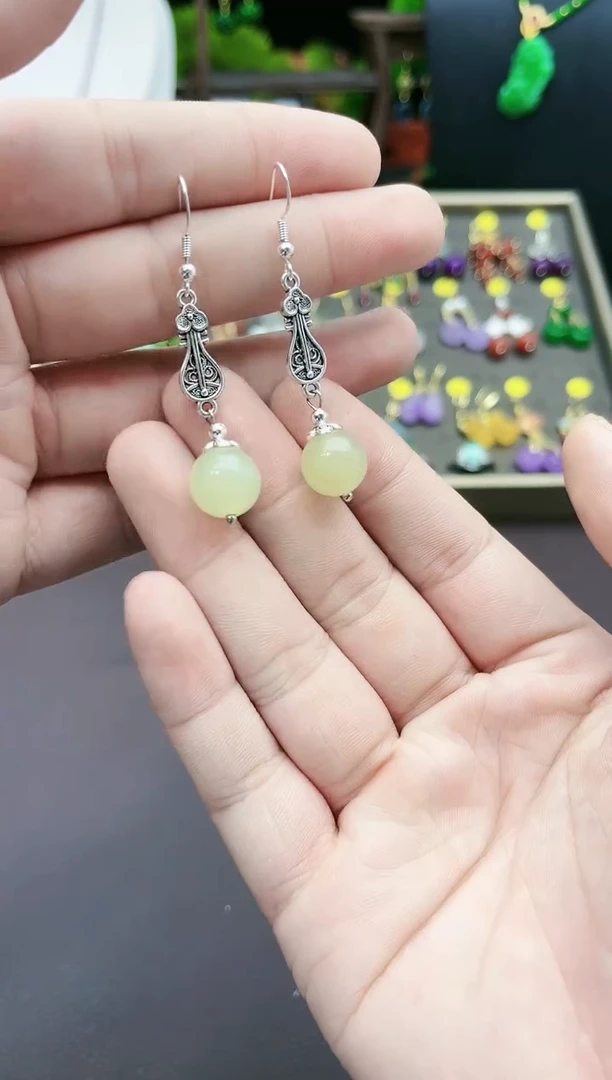 【闪购商品】玛瑙/玉髓耳钉银S925镶嵌211000