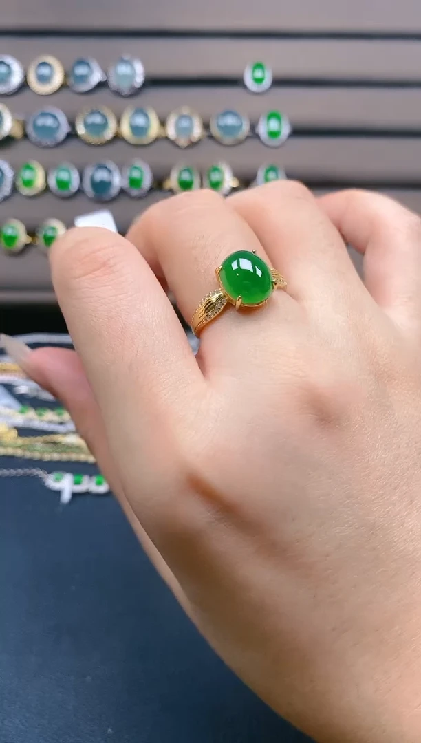 翡翠戒指银S925镶嵌1212