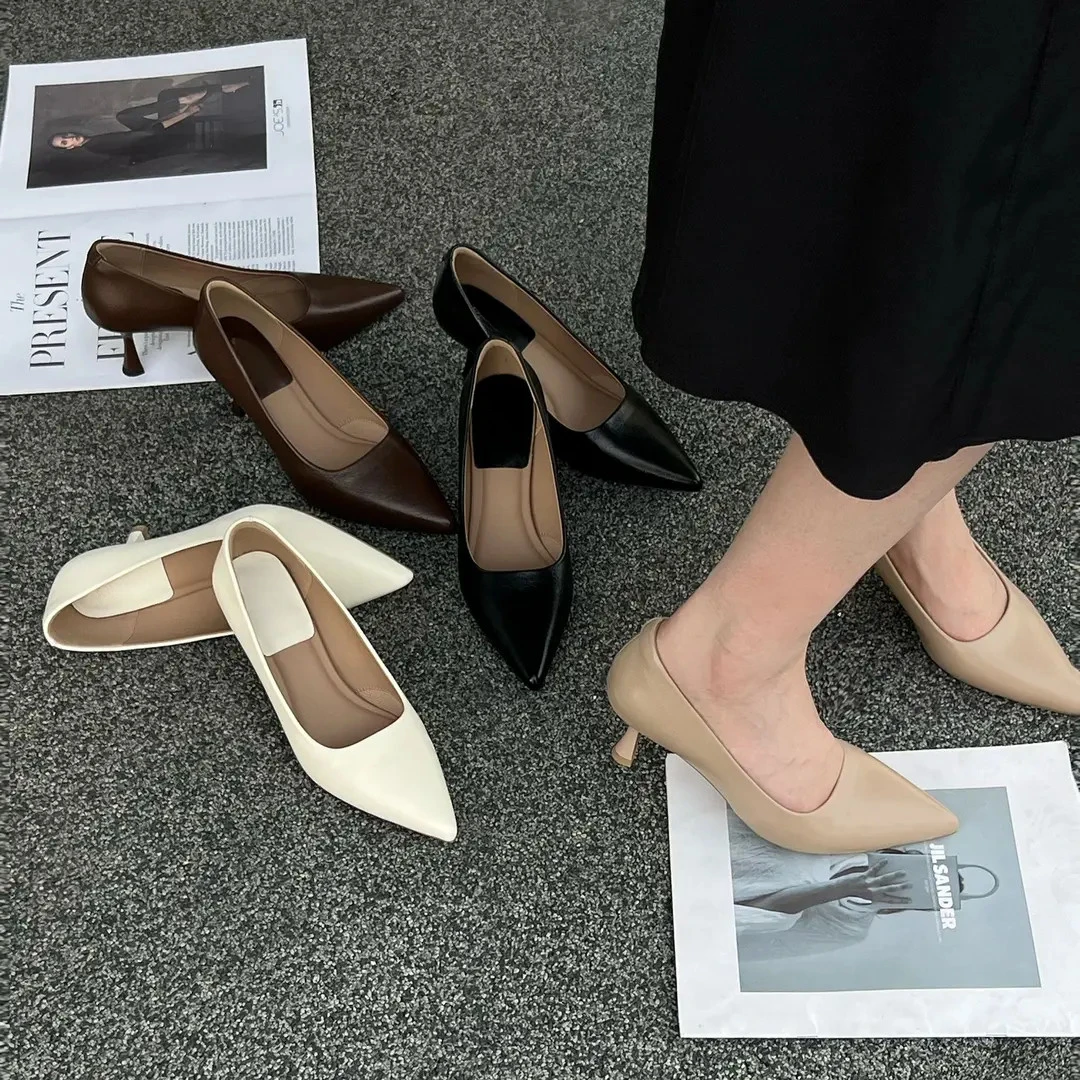读媄大姚家【软软鞋】5.5cm秋季细跟尖头超软百搭高跟鞋女85196同款