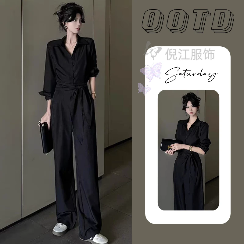 夏季套装女2025新款穿搭洋气设计感减龄衬衫百搭显瘦阔腿裤两件套