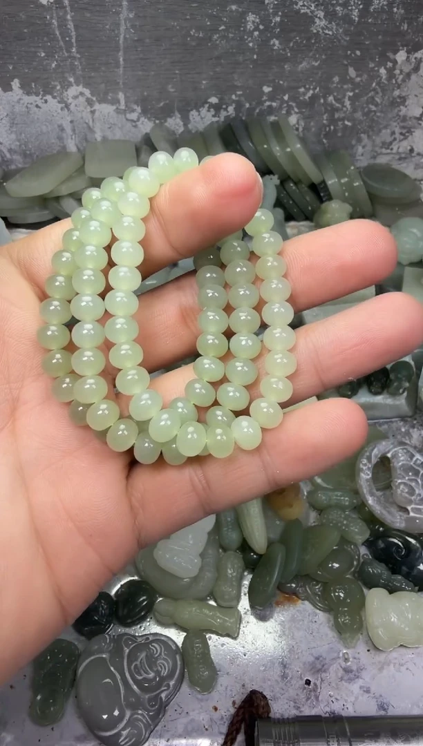 颈饰未镶嵌和田玉算盘珠手串 多样性发一件