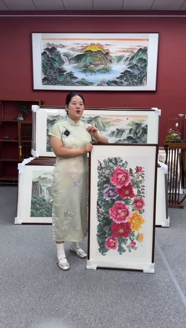 国画手绘  花开富贵  125*65
