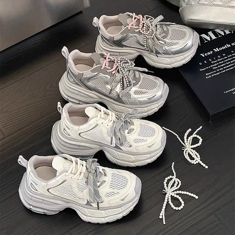 【鞋爱】70029厚底sg老爹鞋女新款女鞋拼色百搭网面透气小个子休闲