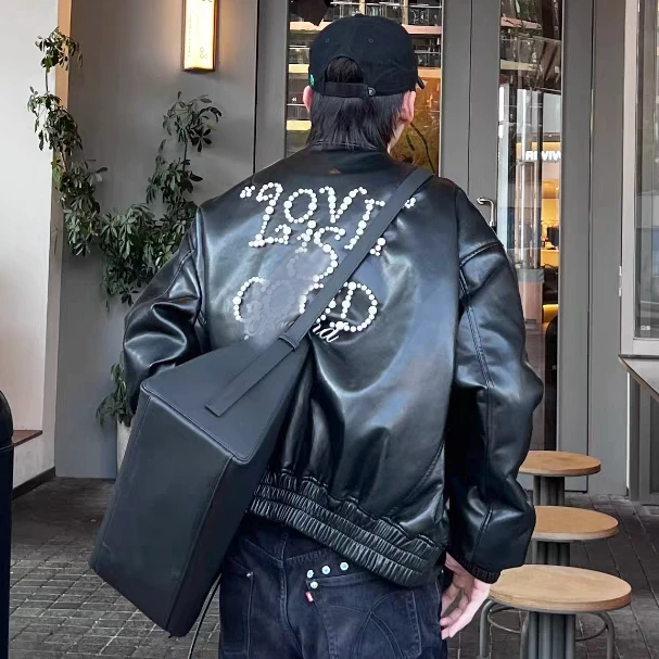 GOODBRAND 珍珠皮衣设计感轻奢时尚高级夹克外套 男女同款