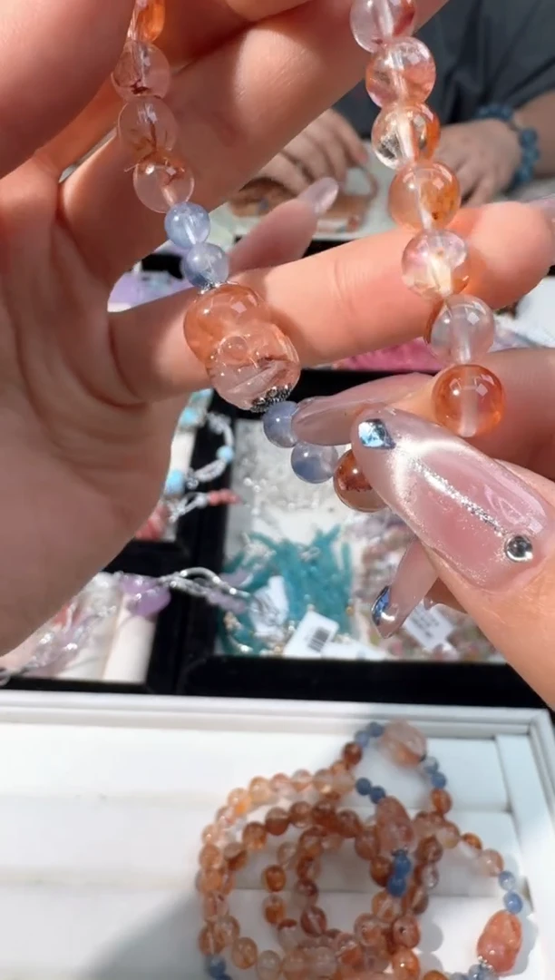 水晶手链银S925镶嵌H018红胶花貔貅设计款