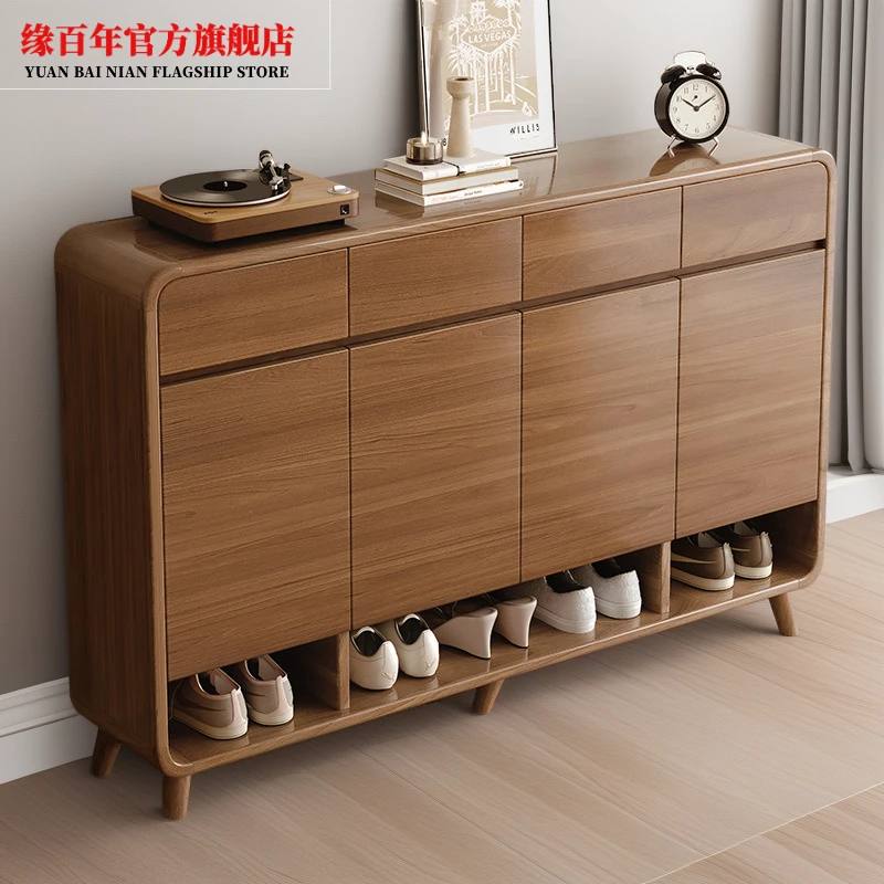 大容量实木鞋柜门口家用入户门楼道外玄关柜一体收纳储物新款鞋架