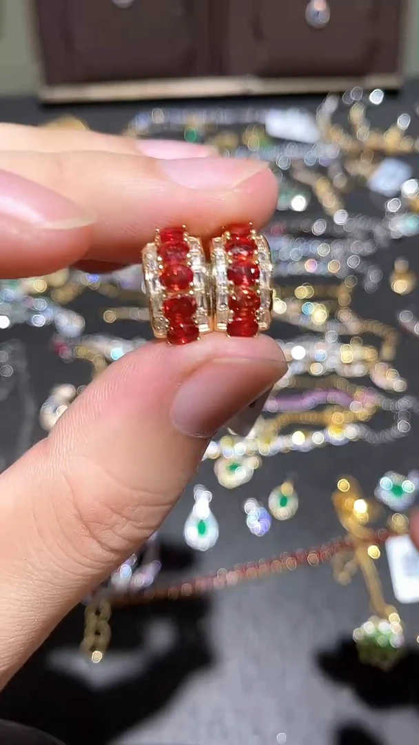耳饰蓝宝石银S925镶嵌耳钉