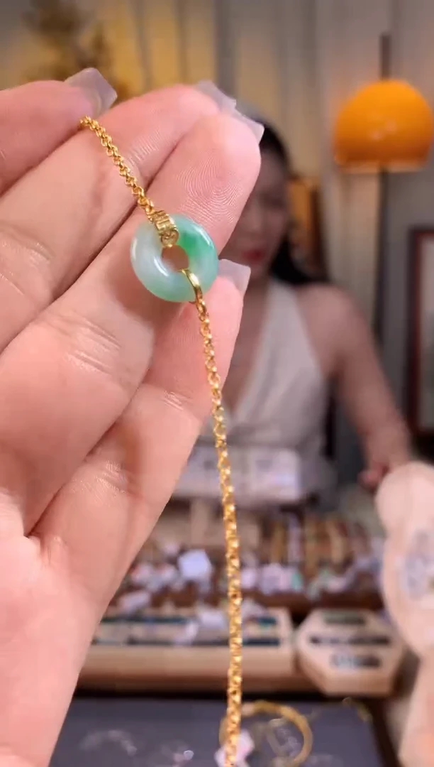 银S925镶嵌手链翡翠甜甜圈