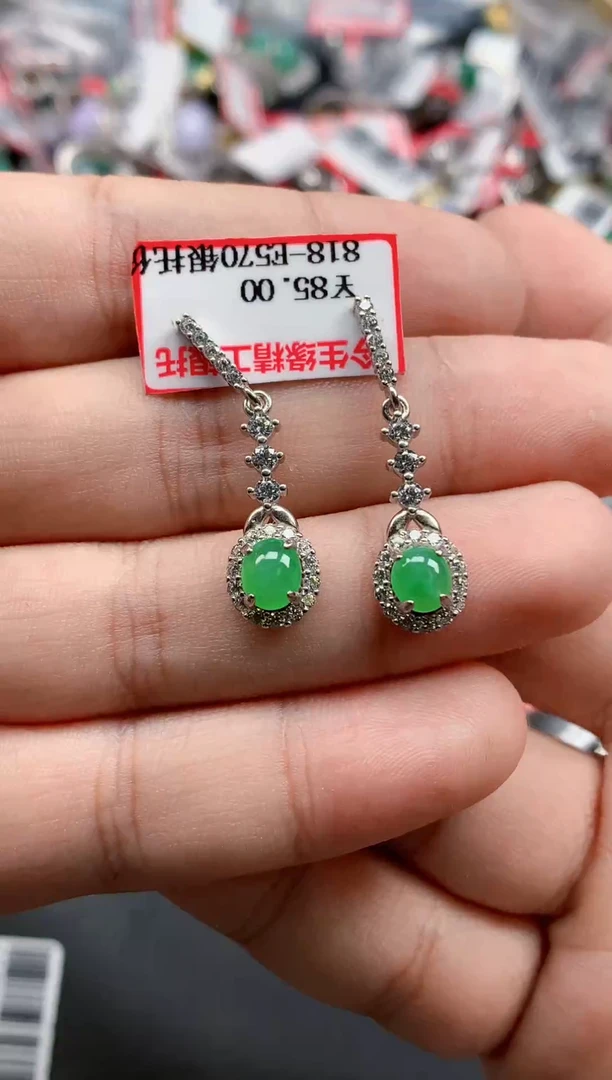 银S925镶嵌戒指翡翠天然A货缅甸翡翠