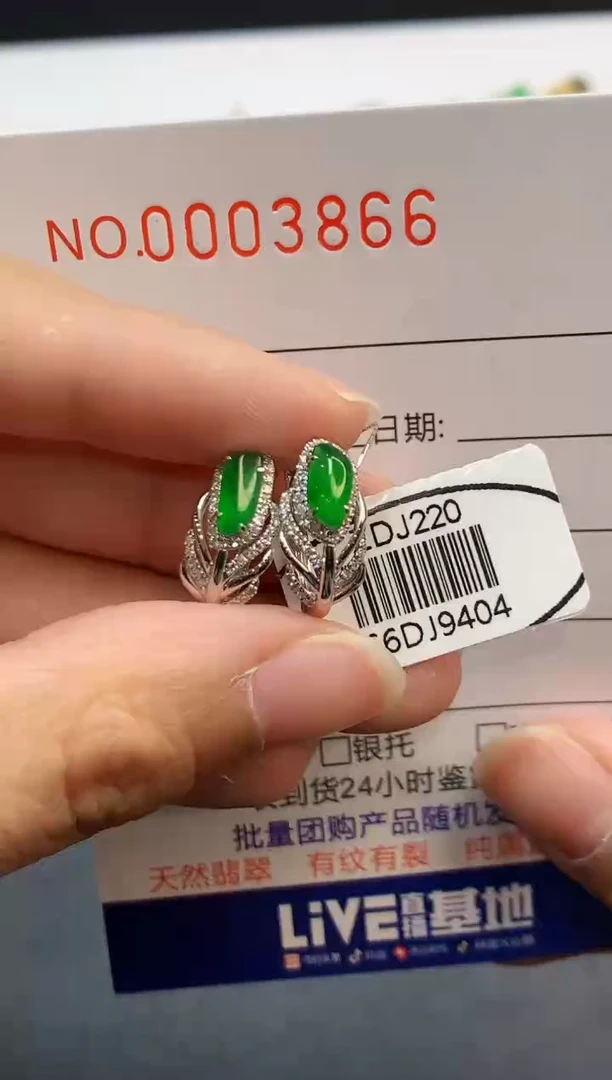 【闪购商品】翡翠耳饰18K金镶嵌3866