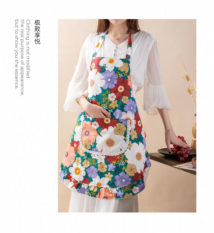 【送袖套】纯棉围裙双层防水 长身围腰加肥可套棉服 防污全棉无袖