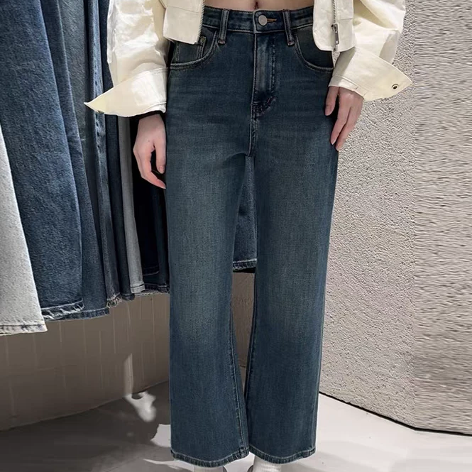 152牛仔裤女2025春新款法棍裤时尚休闲显瘦高腰-妮