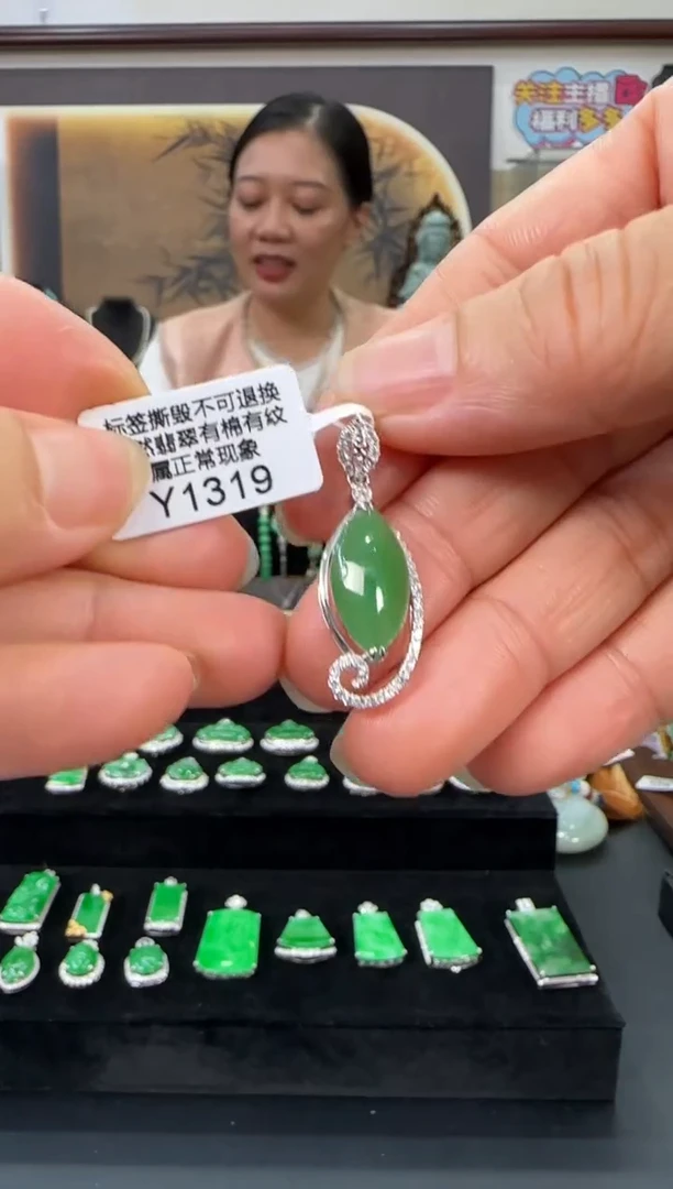 翡翠18K金镶嵌颈饰Y1319
