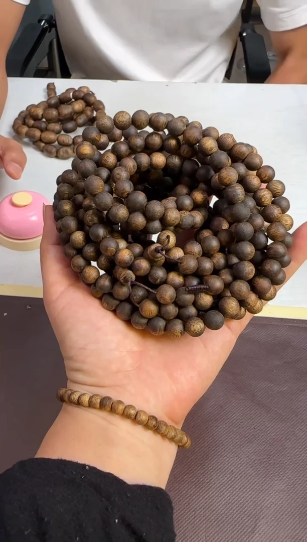 手串沉香沉水浮海南移植老白棋老顶正圆珠8mm108颗31g+多样性发1