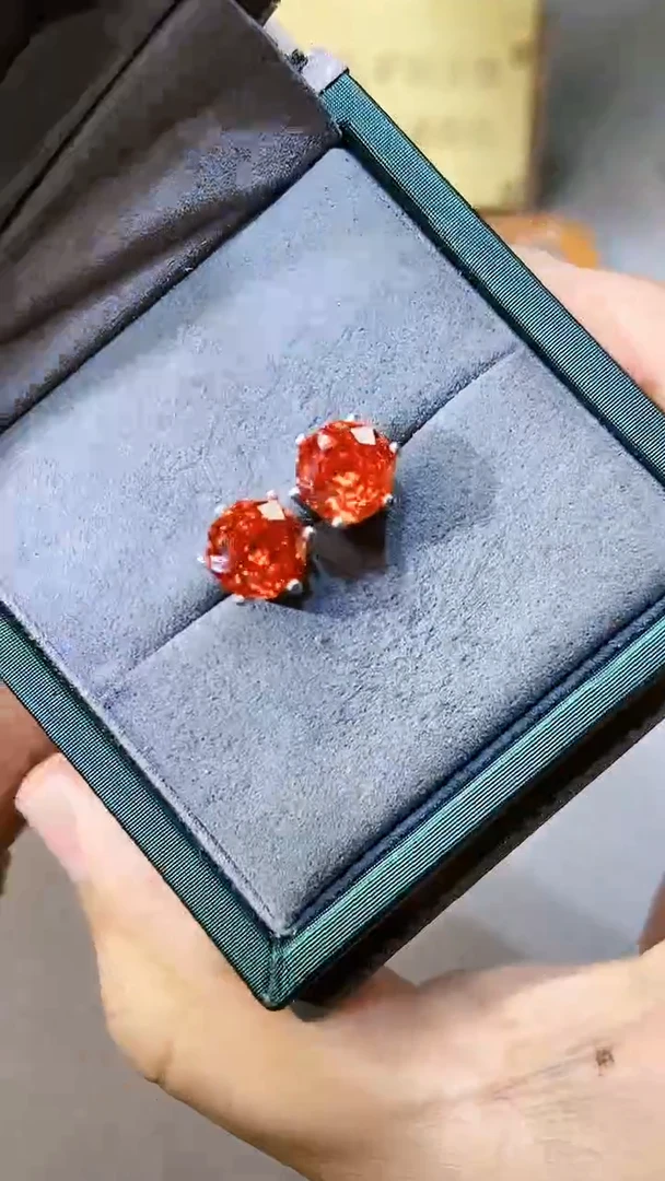 【闪购商品】石榴石（芬达石）耳饰银S925镶嵌1654