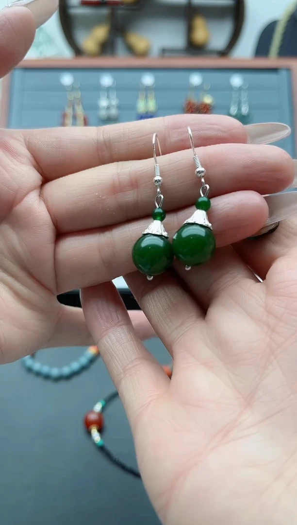 【闪购商品】玛瑙/玉髓耳饰银S925镶嵌8802