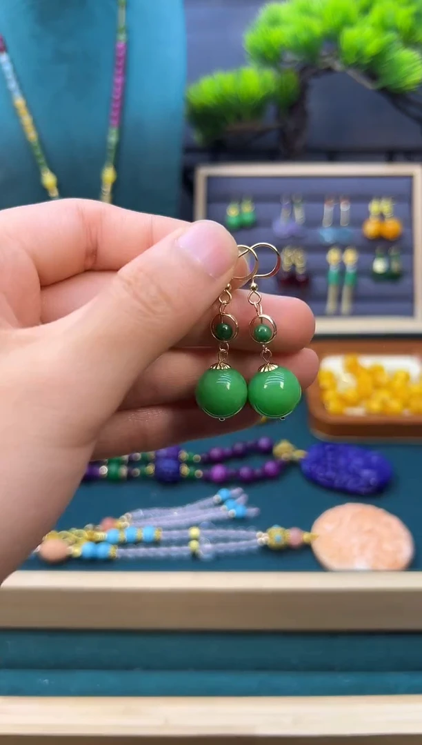 【闪购商品】翡翠耳饰14K金镶嵌E294      