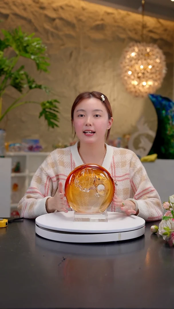 摆件琥珀色设计款平安扣摆件