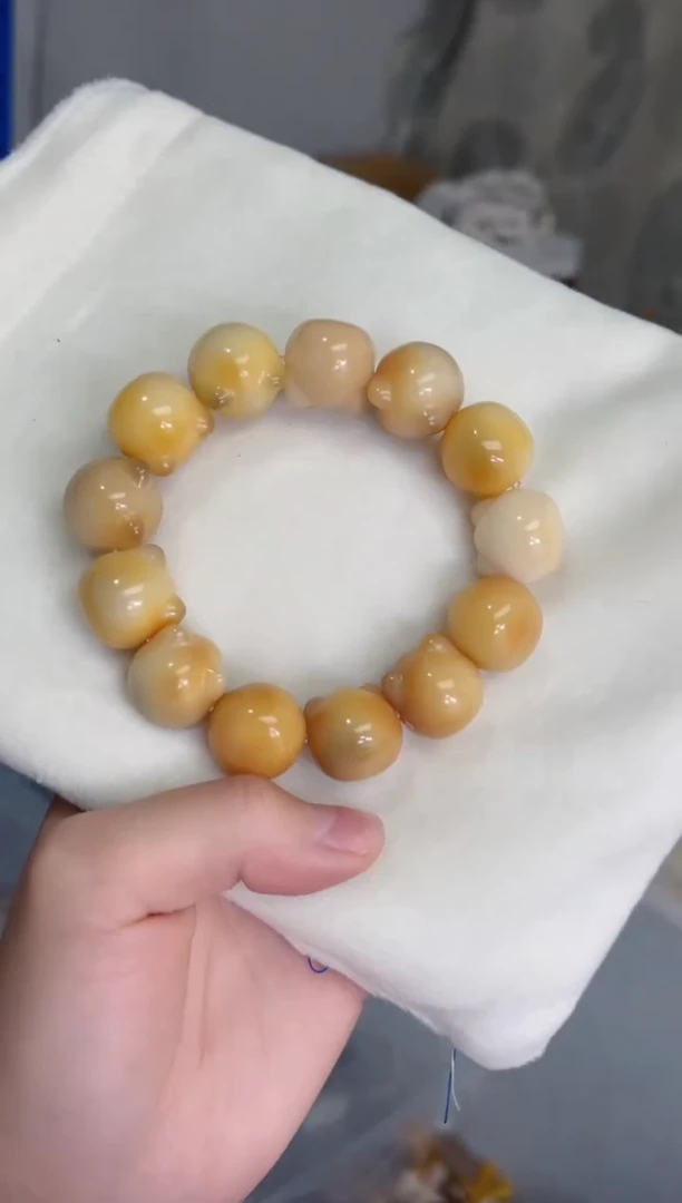 菩提根/象牙果手串F16干磨奶咖猫猫头18手串