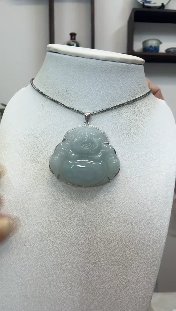 吊坠(赠链)银S925镶嵌翡翠大佛