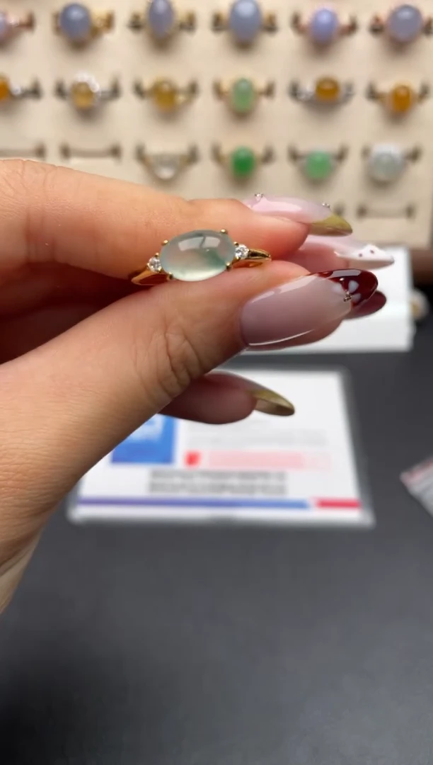 银S925镶嵌戒指翡翠一物一证一礼盒