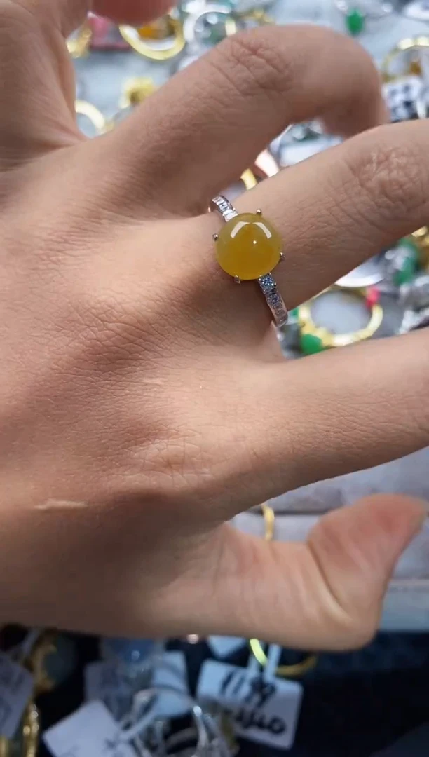 银S925镶嵌戒指翡翠7