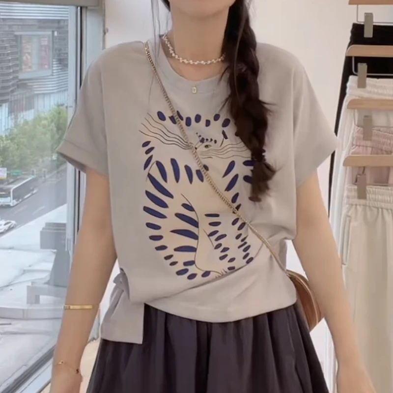 2025夏季新款短宽松卡通图案女士休闲韩版短袖LK2503365