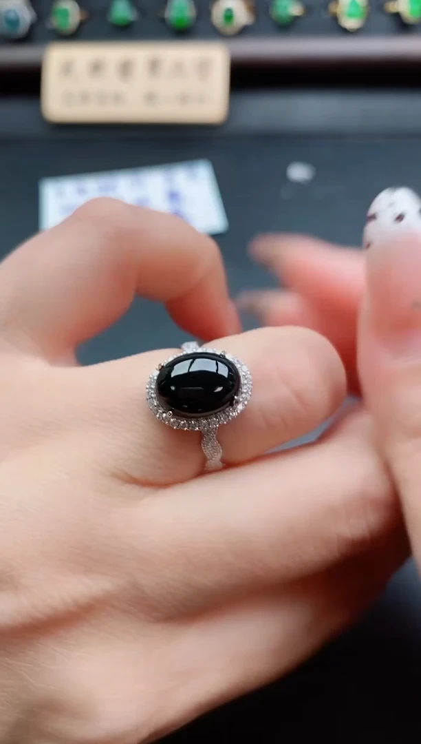 银S925镶嵌戒指翡翠1