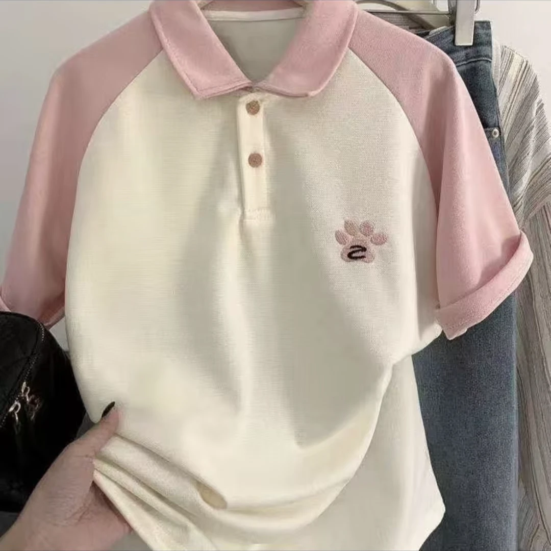 【绵阳兴达衣世界】C74702女士休闲甜美风翻领短袖