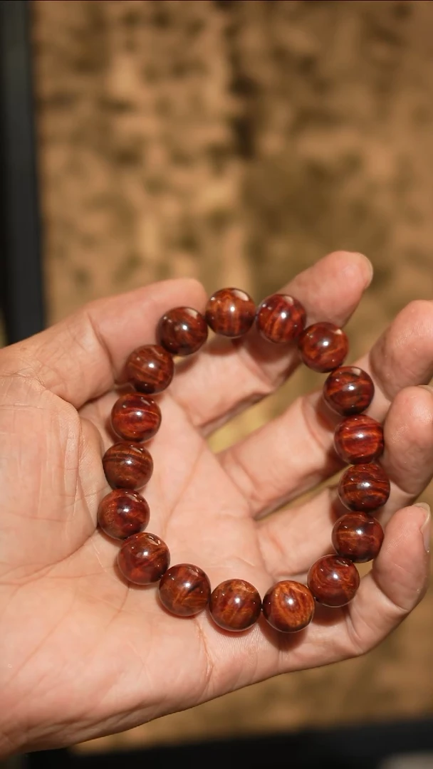 手串/手链黄花梨/降香黄檀圣**李海南黄花梨老糠梨13mm圆珠单圈