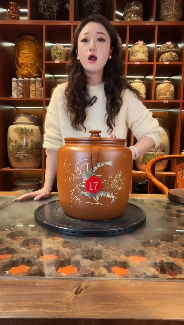 罐云南建水紫陶七饼复烧缸@17