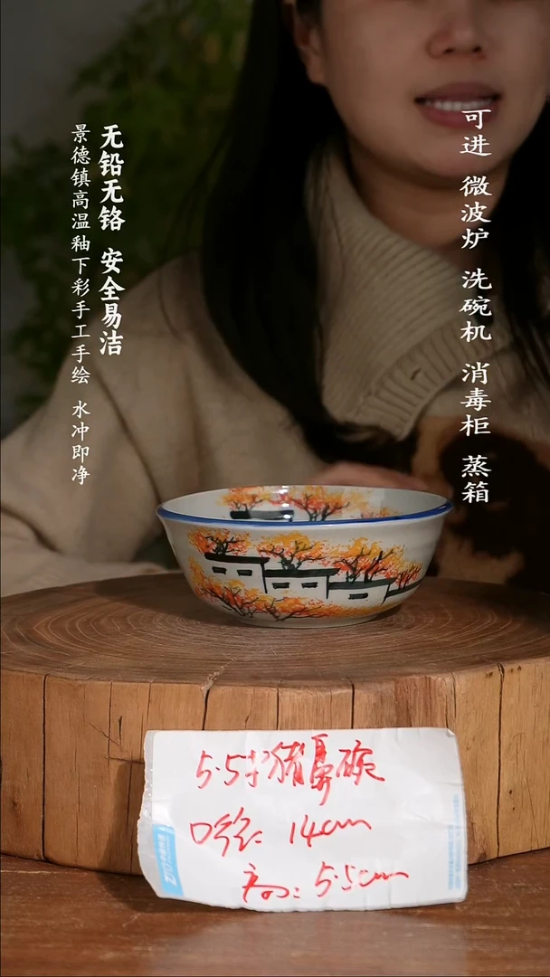碗陶瓷景德镇高温瓷釉下彩手绘陶瓷