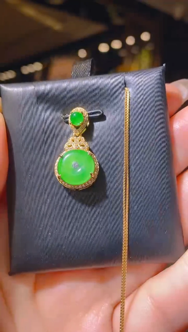 【闪购商品】翡翠吊坠(赠链)银S925镶嵌003（多样性发货）（赠金链）