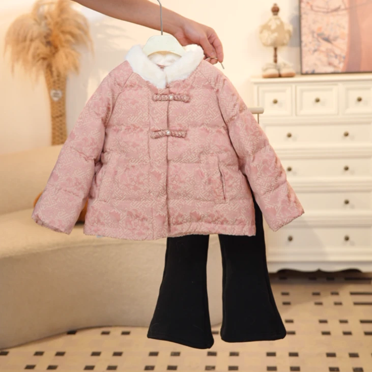 【新中式棉服】女童国风加厚棉服+女宝休闲微喇裤