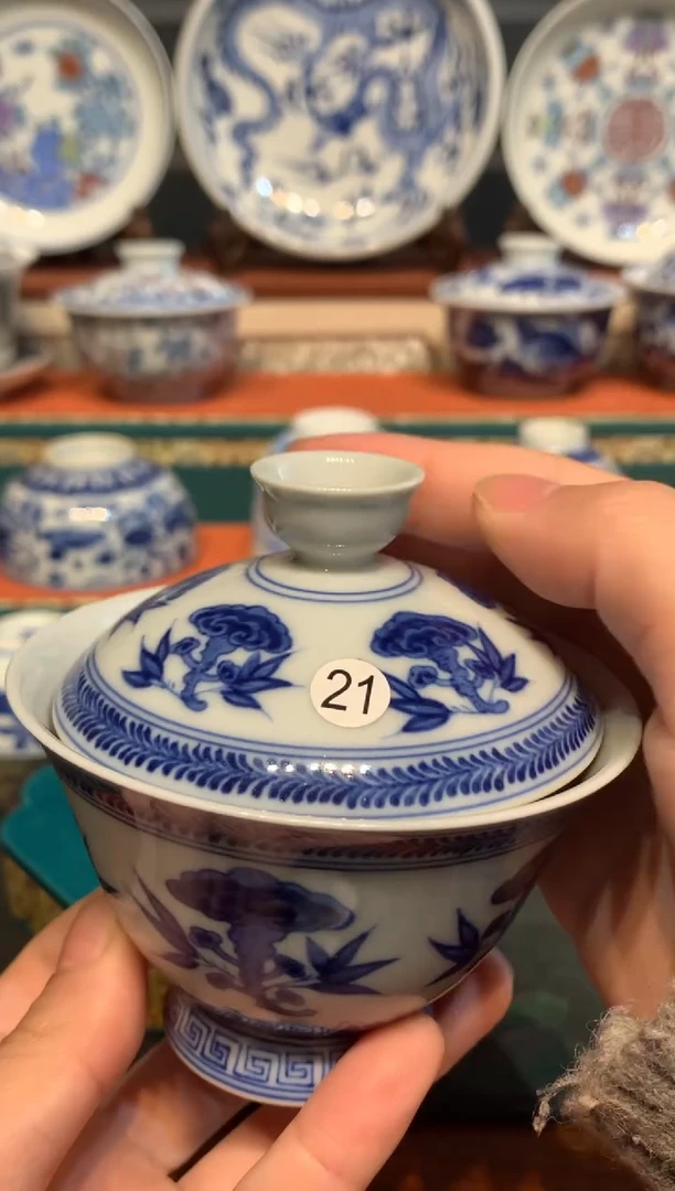 H***L21青花灵芝盖碗wls102