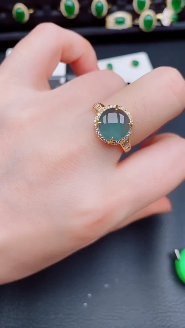 【闪购商品】翡翠戒指银S925镶嵌天然a货翡翠201