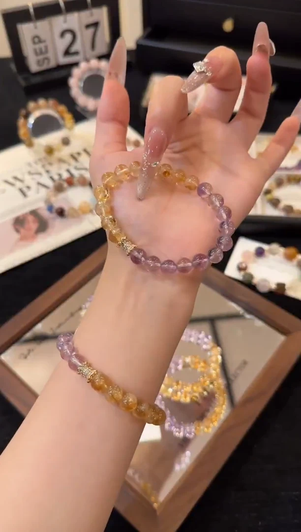 合金手链水晶紫黄x2104