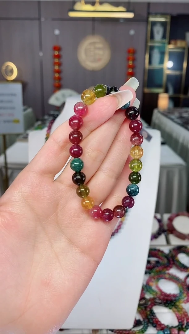 老矿碧玺单圈手串8mm+未镶嵌碧玺mz多样性发货一条
