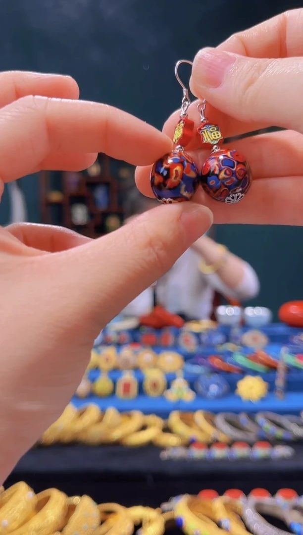 【闪购商品】非遗技艺 犀皮漆珠耳环