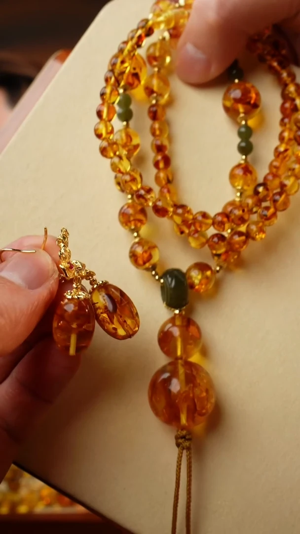 【闪购商品】琥珀颈饰未镶嵌花珀项链葫芦款