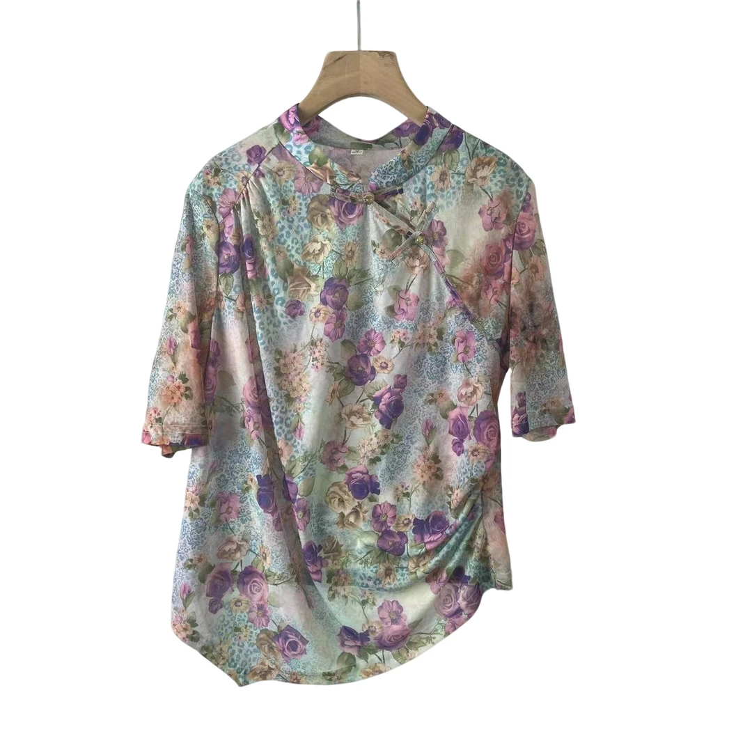 【W50国风小衫】休闲时尚百搭洋气2025夏季新款短袖小衫