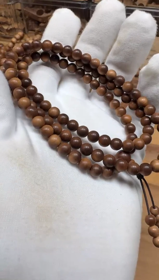 檀香木手串/手链老山檀香四剖料0.6*108横纹黑肉