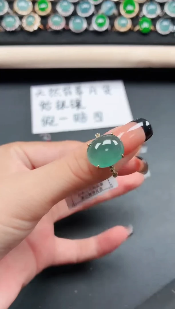 翡翠戒指银S925镶嵌1111